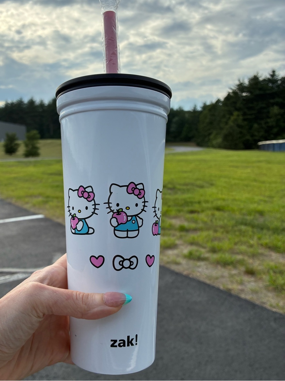 zak! Hello Kitty White Travel Tumbler with Pink Straw